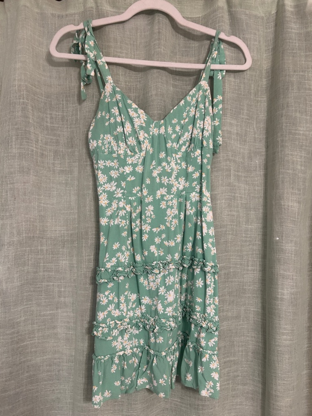 Green Daisy Sundress with Ruffle Tiers